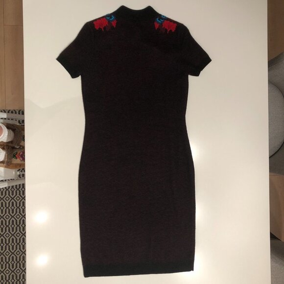 Shanghai Tang Gingko Cashmere + Wool Knit Dress in Black, Red, Blue Size EU M - Picture 8 of 14